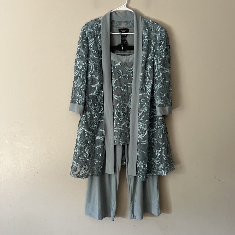 RM Richards Blue 2 Piece Sequin Lace Pant Set Women’s Size 20W